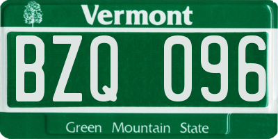 VT license plate BZQ096