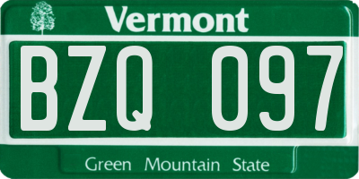 VT license plate BZQ097