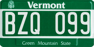 VT license plate BZQ099