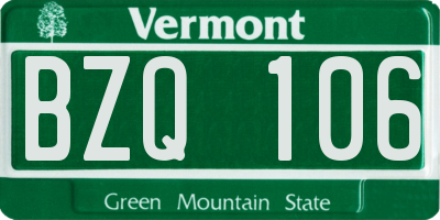 VT license plate BZQ106