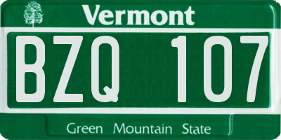 VT license plate BZQ107