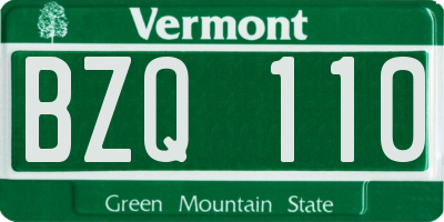 VT license plate BZQ110