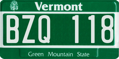 VT license plate BZQ118