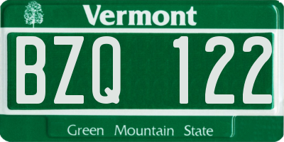 VT license plate BZQ122