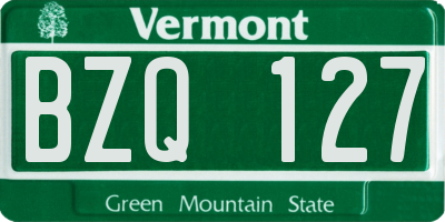 VT license plate BZQ127