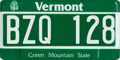 VT license plate BZQ128