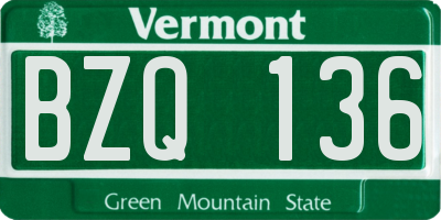 VT license plate BZQ136