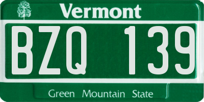VT license plate BZQ139