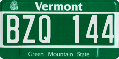 VT license plate BZQ144