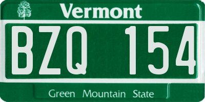 VT license plate BZQ154