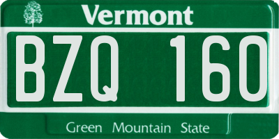 VT license plate BZQ160