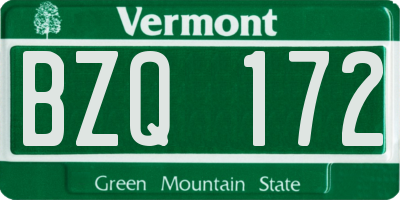 VT license plate BZQ172