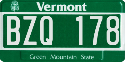 VT license plate BZQ178