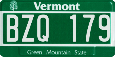VT license plate BZQ179