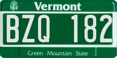 VT license plate BZQ182