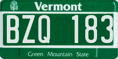 VT license plate BZQ183