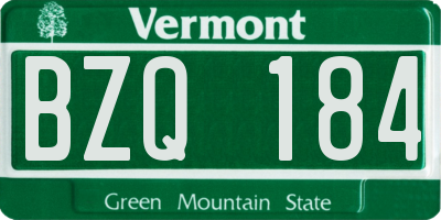 VT license plate BZQ184