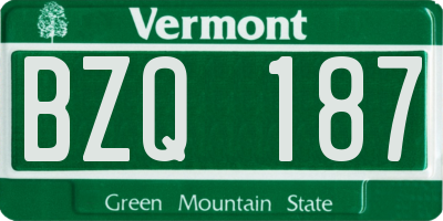 VT license plate BZQ187