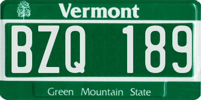 VT license plate BZQ189
