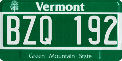 VT license plate BZQ192