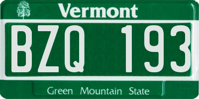 VT license plate BZQ193