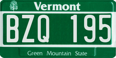 VT license plate BZQ195