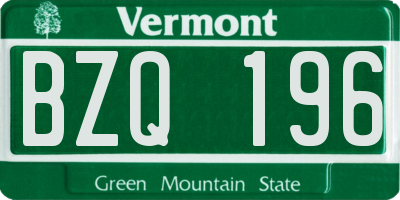 VT license plate BZQ196