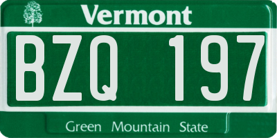 VT license plate BZQ197