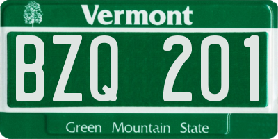 VT license plate BZQ201