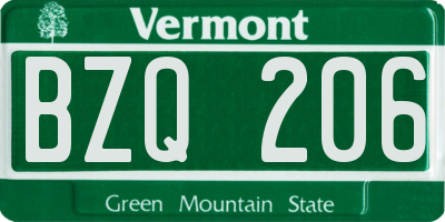 VT license plate BZQ206