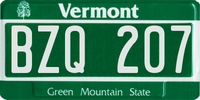 VT license plate BZQ207