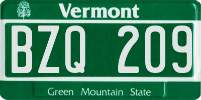 VT license plate BZQ209