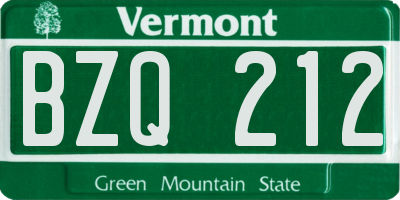 VT license plate BZQ212