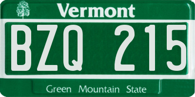 VT license plate BZQ215