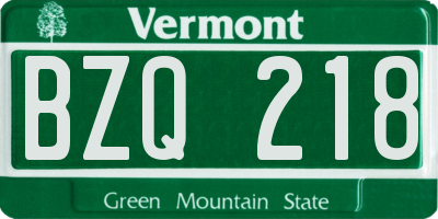 VT license plate BZQ218