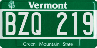 VT license plate BZQ219