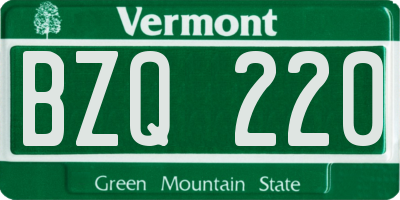 VT license plate BZQ220