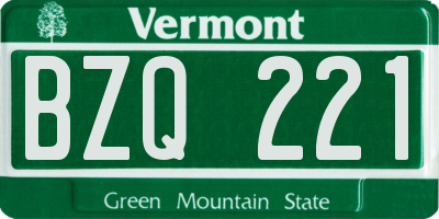 VT license plate BZQ221