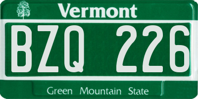 VT license plate BZQ226