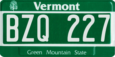 VT license plate BZQ227