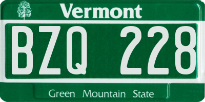 VT license plate BZQ228
