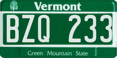VT license plate BZQ233