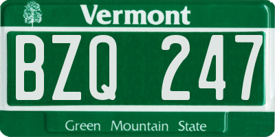 VT license plate BZQ247