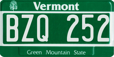 VT license plate BZQ252