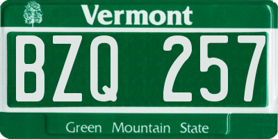 VT license plate BZQ257
