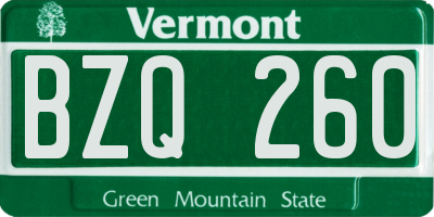 VT license plate BZQ260