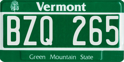 VT license plate BZQ265