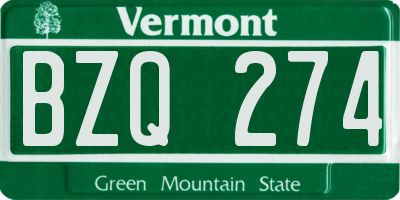 VT license plate BZQ274