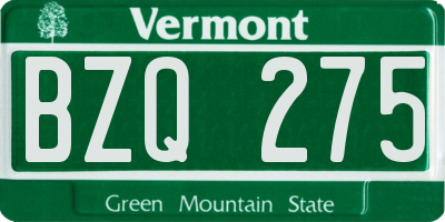VT license plate BZQ275