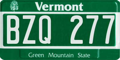 VT license plate BZQ277